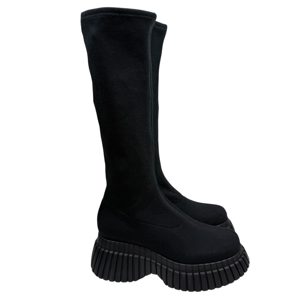Camper Pix BCN TENCEL Black Knit Platform Sock Boots EU 38 US 7.5 Chunky Pull On